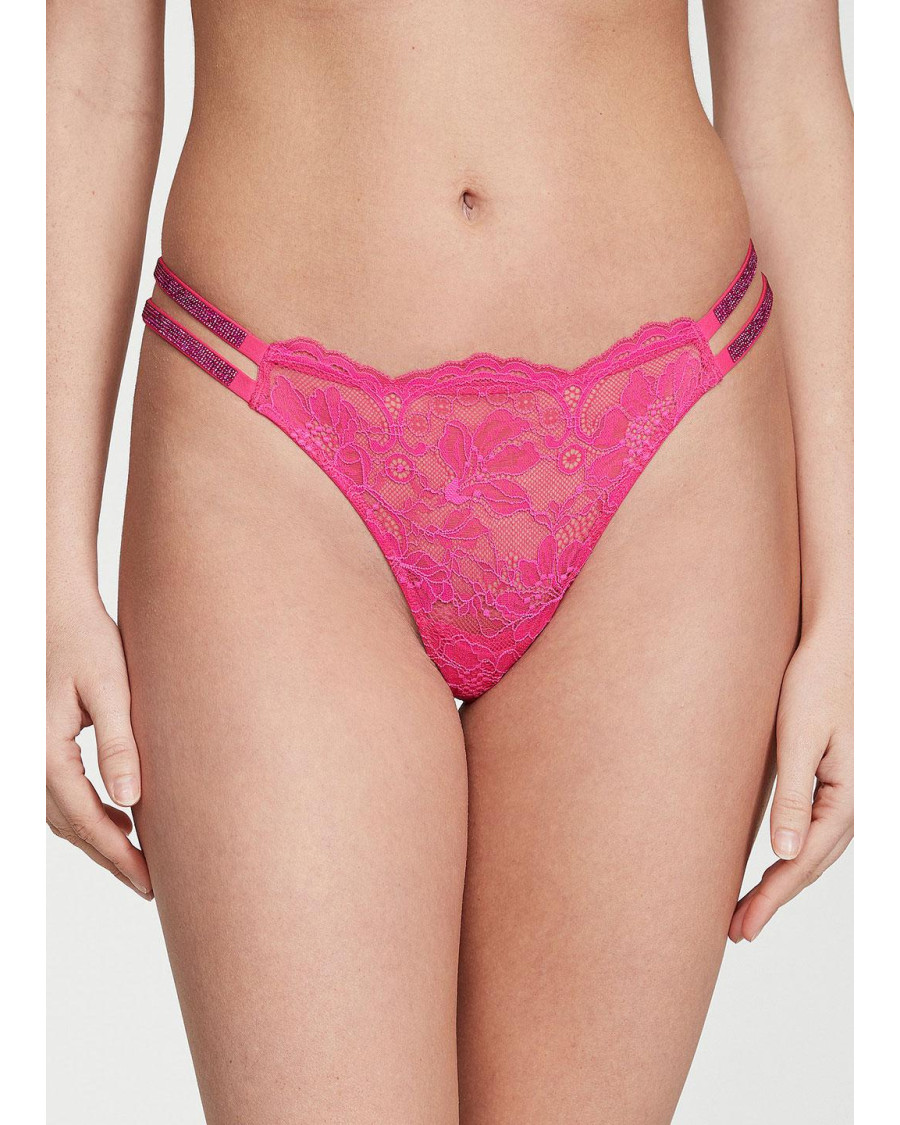 Зі стразами жіночі трусики Victoria's Secret PINK — рожеві