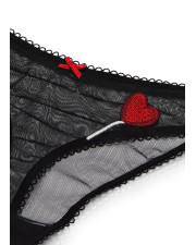 Комплект жіночої білизни Victoria's Secret Tease Unlined Demi Bra Black Lollipops чорний із сердечками (бюстгальтер та трусики)