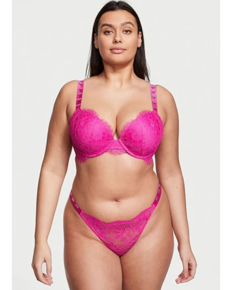 Зі стразами жіночі трусики Victoria's Secret PINK — рожеві