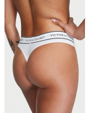 Бавовняні трусики-стрінги Victoria's Secret Logo Cotton Thong — Білі Бавовняні трусики-стрінги Victoria's Secret Logo Cotton Thong — Білі