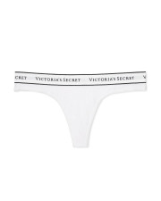 Бавовняні трусики-стрінги Victoria's Secret Logo Cotton Thong — Білі Бавовняні трусики-стрінги Victoria's Secret Logo Cotton Thong — Білі