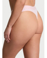 Бавовняні трусики Victoria's Secret Logo Cotton High-Leg Thong — Рожева смужка