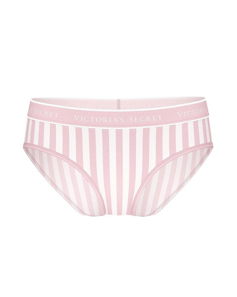 Бавовняні трусики в смужку Victoria's Secret Logo Cotton Hiphugger Panty, рожеві