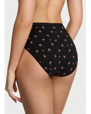 Бавовняні трусики Victoria's Secret Stretch Cotton High-Leg Brief, чорні з принтом фламінго Бавовняні трусики Victoria's Secret Stretch Cotton High-Leg Brief, чорні з принтом фламінго