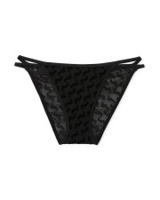 Сітчасті з принтом трусики-чікі Victoria's Secret PINK — чорні