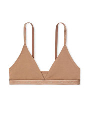 Бавовняний бюстгальтер-бралетт Victoria's Secret PINK Cotton Wireless Triangle Bralette без кісточок, кавовий