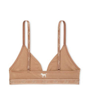 Бавовняний бюстгальтер-бралетт Victoria's Secret PINK Cotton Wireless Triangle Bralette без кісточок, кавовий