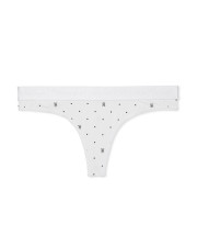 Трусики-стрінги Victoria's Secret Logo Thong — Білі в горошок Трусики-стрінги Victoria's Secret Logo Thong — Білі в горошок