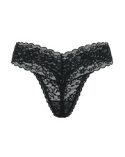 Мереживні з принтом трусики-стрінги Victoria's Secret — чорні Мереживні з принтом трусики-стрінги Victoria's Secret — чорні