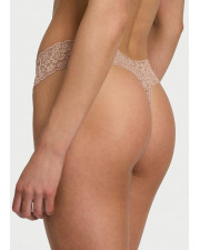 Мереживні трусики-стрінги Victoria's Secret The Lacie Lace Thong — Бежеві