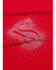 Жіночий бавовняний лонгслів Victoria's Secret Cotton Shine Logo — Червоний топ VS зі стразами