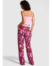 Жіночі фланелеві піжамні штани Victoria's Secret PINK Flannel Pajama Pants з новорічними іграшками, Рожеві