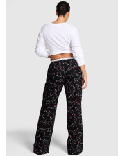 Жіночі фланелеві піжамні штани Victoria's Secret PINK Flannel Pajama Pants з гірляндою, Чорні