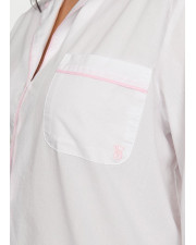 Жіноча бавовняна піжама Victoria's Secret Heritage Cotton Long Pajama Set — Білий комплект із рожевим кантом