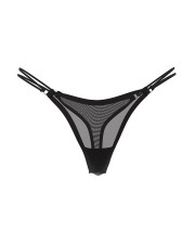 Сітчасті з декоративними ремінцями трусики-стрінги Victoria's Secret Logo — чорні