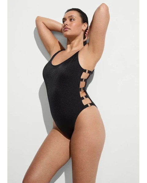 Суцільний чорний купальник Victoria's Secret Archives Sexy Cut-Out з металевою фурнітурою