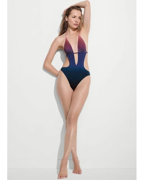 Суцільний купальник монокіні Victoria's Secret Archives Sunset Ombré з глибоким вирізом