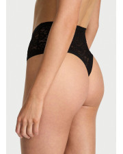 Мереживні трусики-стрінги Victoria's Secret No-Show High-Waist Lace Thong — Чорні