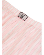 Піжама Victoria's Secret Flannel Long-Sleeve Short Tee-Jama Set: бавовняний лонгслів та шорти в смужку (Рожевий)