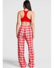 Жіночі фланелеві піжамні штани Victoria's Secret PINK Flannel Pajama Pants в клітинку, Червоно-рожеві