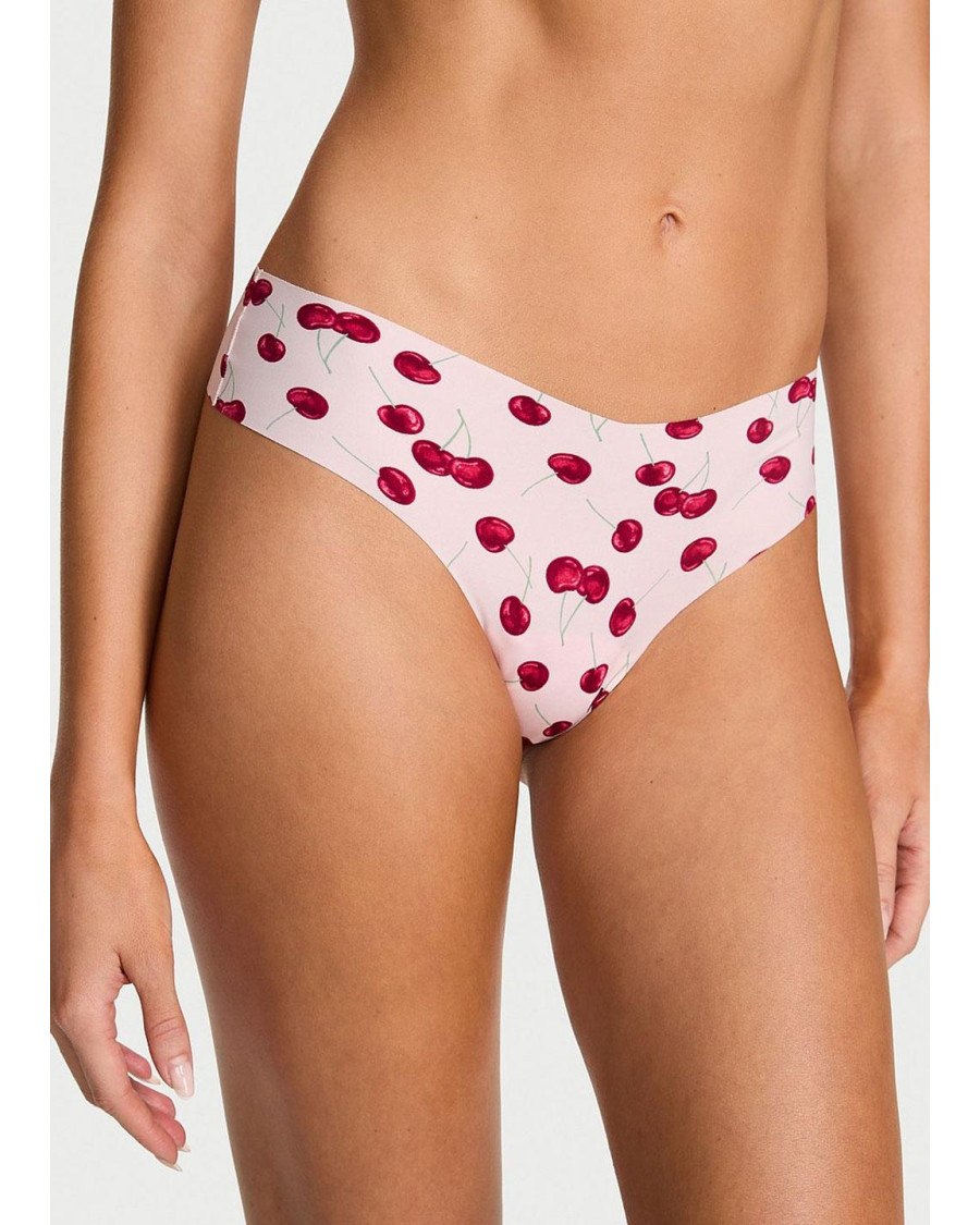 Безшовні трусики-стрінги Victoria's Secret No-Show Strappy Thong Panty Рожеві з вишнями