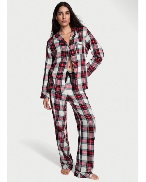Фланелева піжама Victoria's Secret Flannel Long Pajama Set (сорочка та штани) — Червона клітинка