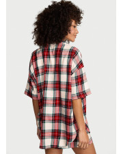 Піжама жіноча Victoria's Secret Flannel Oversized Short Pajama Set — червона картата піжама оверсайз із сорочкою та шортами