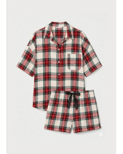 Піжама жіноча Victoria's Secret Flannel Oversized Short Pajama Set — червона картата піжама оверсайз із сорочкою та шортами