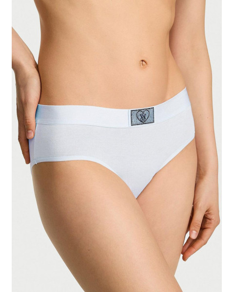 Бавовняні трусики Victoria's Secret Logo Cotton Heart Shine Patch Hiphugger Panty, блакитні