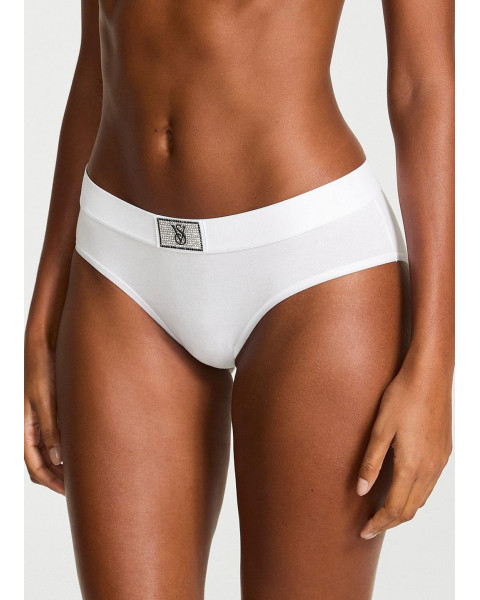 Бавовняні трусики Victoria's Secret Logo Cotton Shine Patch Hiphugger Panty, білі