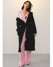 Жіночий довгий плюшевий халат Victoria's Secret Chenille Hooded Long Robe з капюшоном чорний