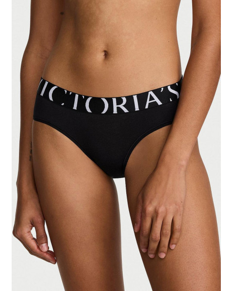 Бавовняні жіночі трусики Victoria's Secret Logo — чорні
