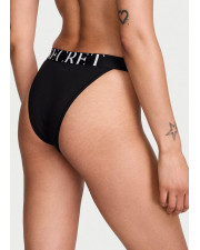Бавовняні трусики з високим вирізом Victoria's Secret Logo — чорні