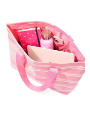 Сумка-шопер Victoria's Secret Heritage Stripe Canvas Tote Bag Рожева в смужку Сумка-шопер Victoria's Secret Heritage Stripe Canvas Tote Bag Рожева в смужку