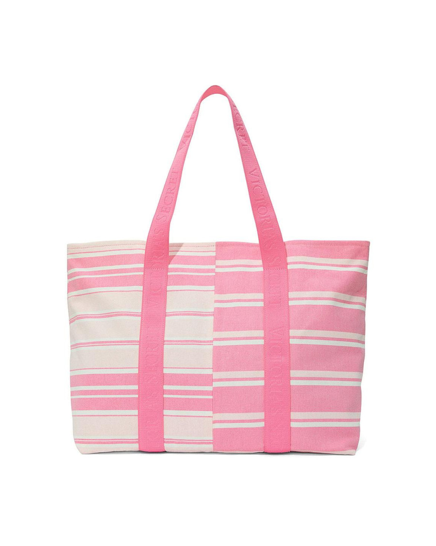 Сумка-шопер Victoria's Secret Heritage Stripe Canvas Tote Bag Рожева в смужку Сумка-шопер Victoria's Secret Heritage Stripe Canvas Tote Bag Рожева в смужку