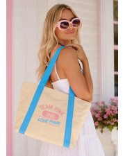 Сумка-шопер Victoria's Secret PINK Canvas Varsity Tote Bag Бежева з блакитним