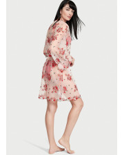 Жіночий прозорий халат сітка Victoria's Secret Floral Embroidery Sheer Mesh Robe білий з червоними трояндами Жіночий прозорий халат сітка Victoria's Secret Floral Embroidery Sheer Mesh Robe білий з червоними трояндами