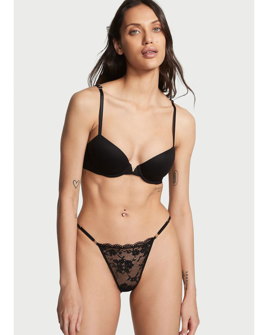 Мереживні трусики-стрінги Victoria's Secret Love Cloud — чорні