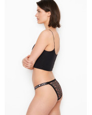 Жіночі трусики бікіні Victoria's Secret Shine Strap Lace Bikini Panty леопардові з мереживом та стразами Жіночі трусики бікіні Victoria's Secret Shine Strap Lace Bikini Panty леопардові з мереживом та стразами