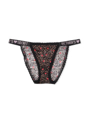Жіночі трусики бікіні Victoria's Secret Shine Strap Lace Bikini Panty леопардові з мереживом та стразами Жіночі трусики бікіні Victoria's Secret Shine Strap Lace Bikini Panty леопардові з мереживом та стразами