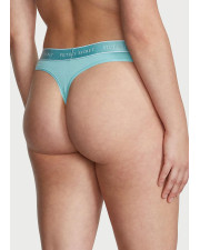Жіночі трусики-стрінги Victoria's Secret Logo Cotton High-Leg Thong — Блакитний
