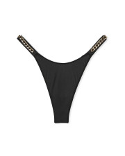 Жіночі трусики-стрінги Victoria's Secret Very Sexy Chain Strap Smooth Thong Panty Чорні з золотими ланцюжками
