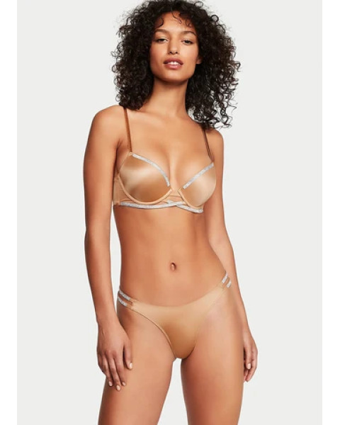 Зі стразами жіночі трусики Victoria's Secret Very Sexy — бежеві