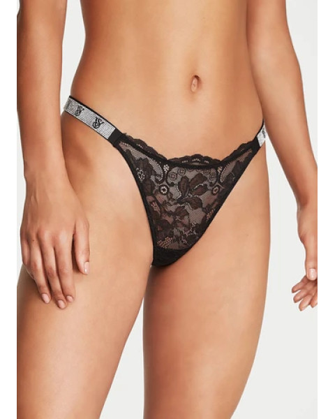 Трусики-стрінги з мереживом Victoria's Secret Very Sexy — чорний